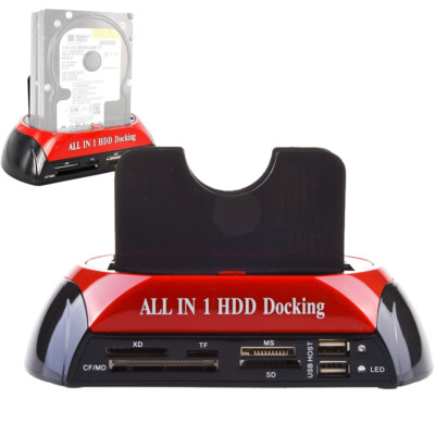 USB 2.0 to SATA I II III Dual Bay External Hard Drive Docking Station HDD Cloner
