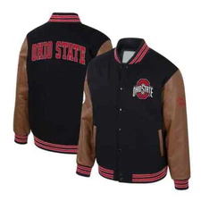 Letterman Ohio State Buckeyes Black and Brown Varsity Jacket