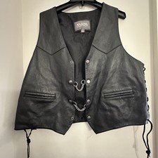 Wilson  s Leather Biker Vest Embellished Eagle W Harley Davidson Button Chains
