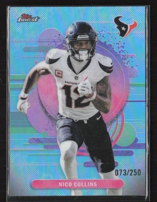 2025 Finest Sky Blue Refractor #165 Nico Collins SN, 073/250