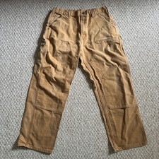 Carhartt Double Knee Dungaree Fit Men Size 36x30 fits 34x30 Pants B136 BRN
