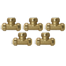 5 Pack XFITTING 1" CTS x 1" CTS x 1" PVC Push Fit Tee, Push To Connect Tee, 