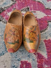 Pair of child size small dutch wood wooden shoes clogs Windmill Holland Dutch