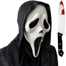 Scream Ghost Face Mask Bloody Knife Set Halloween Costume Horror Screamer Mask