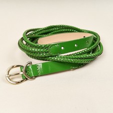 Talbots Green Braided Belt Leather Lined Womens Sz L Patent Woven