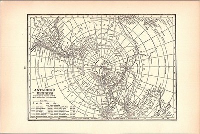 Antarctic Regions Arctic Regions 1927 Atlas Map TK18
