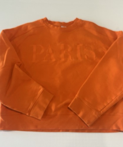 & Other Stories PARIS Oversized Sweatshirt Orange Embroidered Cotton US 6 EUR 38