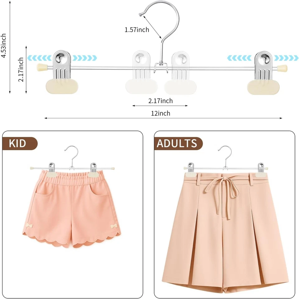 Percha para Pantalones con Clips Anchos Ajustable Falda Perchas para Mujer Ropa Antideslizante Foto 3 de 4