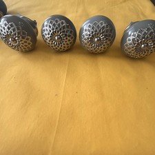 Set of 4 Casa Decor Ceramic Gray  Silver Drawer Cabinet Knobs/Pulls
