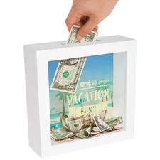 Americanflat Money Saving Box with Slot - 6x6 Vacation Travel Fund Decorative