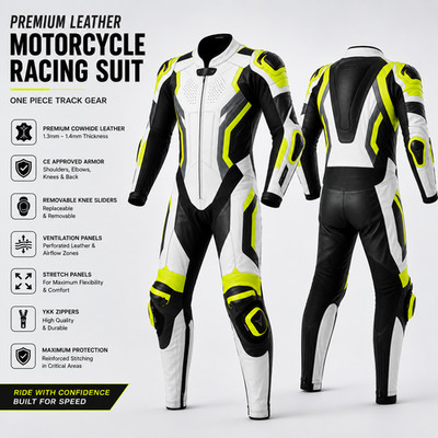 Motorcycle Leather Racing Suit One Piece Track Riding Gear Protective Suit