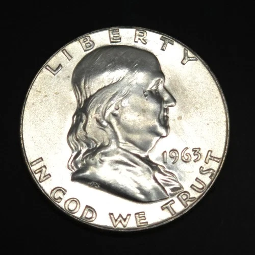 1963-D Franklin Half Dollar 90% Silver Uncirculated Brilliant Luster High Grade