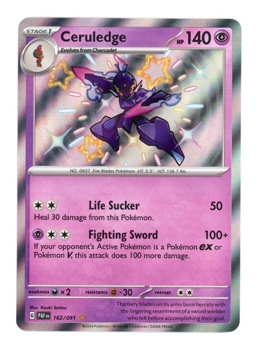 Ceruledge 162/091 Shiny Rare Paldean Fates Pokemon Holo Near Mint