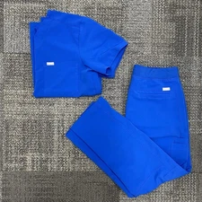 FIGS Men’s Med Chisec top & Med/short Axim pants Royal Blue Set Scrubs Technical