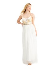 EMERALD SUNDAE Womens Dress White Spaghetti Strap Formal Juniors 7