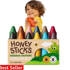 100 Pure Beeswax Crayons 12 Pack - Non Toxic Crayons for Toddlers 1-3, Safe ...