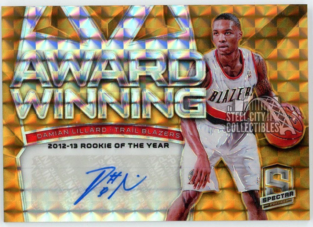Damian Lillard Autographed Signed 2018-19 Spectra Award Winning Orange Autograph Card #AW-DLL 1/5 