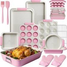 25-Piece Nonstick Baking Pans Set with Large Turkey Roasting Pan, Stackable Bake