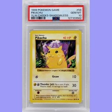 Pokemon Base Set Shadowless Pikachu Yellow Cheeks 58/102 PSA 10 Gem Mint
