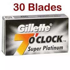 30 lame per rasoio Gillette 7 o' Clock Super Platinum a doppio bordo