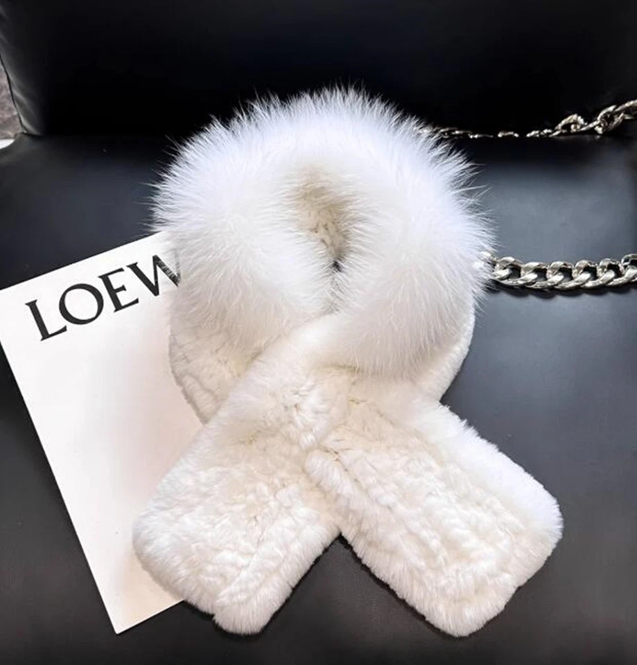 Мужская реальный Rex кроличий мех шарф Fox шейный платок зимние теплые глушитель обертки черный - Изображение 3 из 4