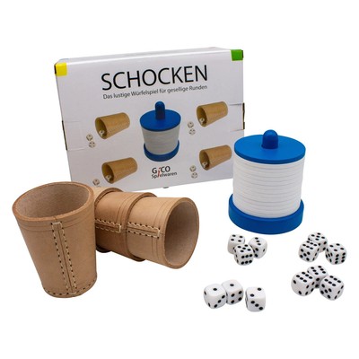 Schocken Set - Komplett mit Schockbesteck, 4 Würfelbecher und 12 Würfeln - Ju...