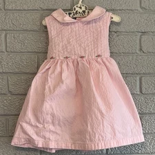 Vintage Koala Kids 24M Pink Sleeveless Girls Dress Peter Pan Collar Flowers