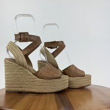 New Womens Sam Edelman Vada Tan Strappy Woven Espadrille Wedge Sandals Size 8 M