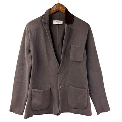 Everlane Knit Blazer Sweater 100% Cotton Gray Brown Small