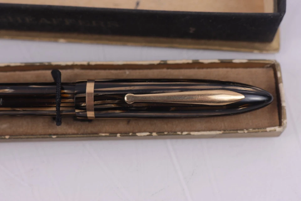 Celuloide Sheaffer Balance marrón estriado con caja original Foto 4 de 4