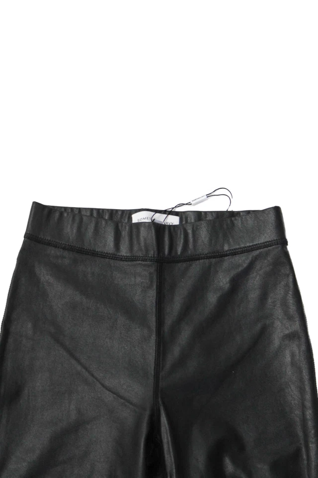 Что-то темно-синий женщин текстурированный высокая талия кожаные леггинсы черный размер 2XS - Изображение 3 из 4