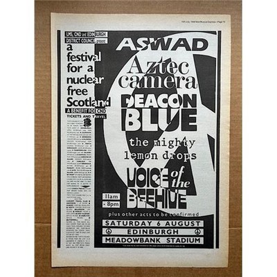 AZTEC CAMERA/DEACON BLUE EDINBURGH MEADOWBANK STADIUM POSTER SIZED original musi