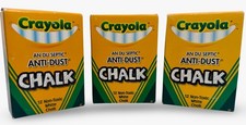 Crayola Anti-Dust WHITE Chalk 1402 Lot of 3 Boxes 12 Sticks Binney Smith 2002