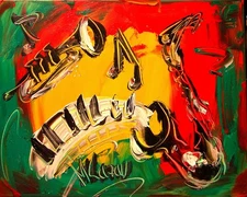 SAXOPHONE POP ART  PAINTING Impasto  Abstract   CANVAS ORIGINAL FO7T