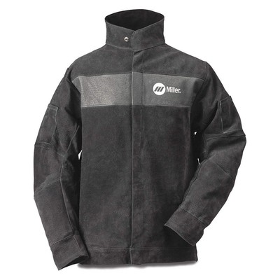MILLER ELECTRIC 273216 Welding Jacket,2XL,30'' L,Gray,Leather 404J66