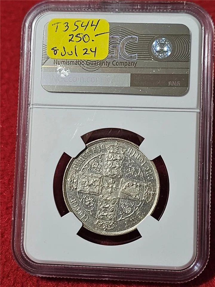 GREAT BRITAIN 1874 Queen Victoria Silver 2 Shillings / Florin NGC AU DET  #T3544 - Image 3 of 4