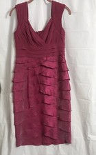 Adrianna Papell Shimmery Pink Tiered Knee Length Sheath Dress, Size 4 Flaw