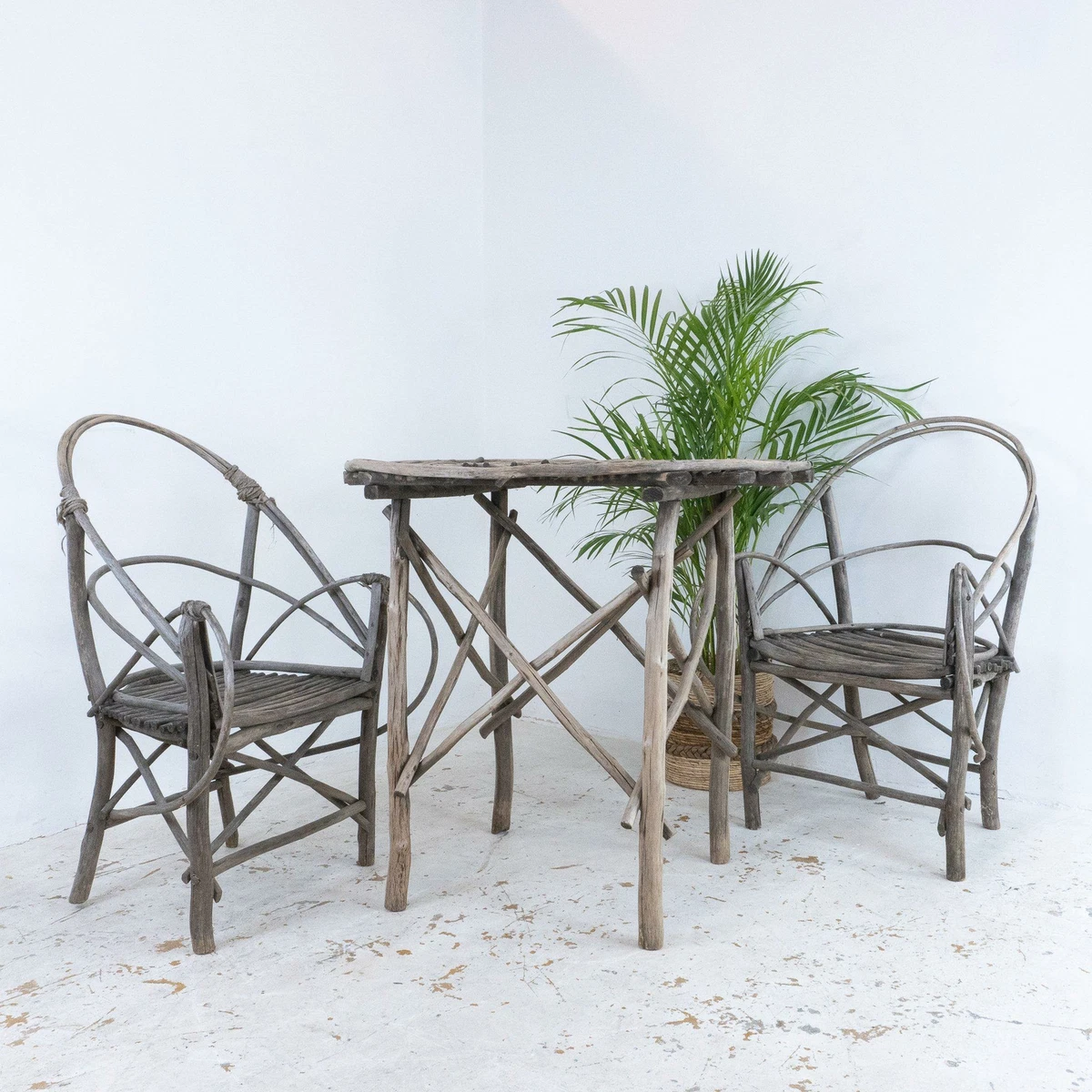 Bent Willow Twig Chairs and Table Bistro Set