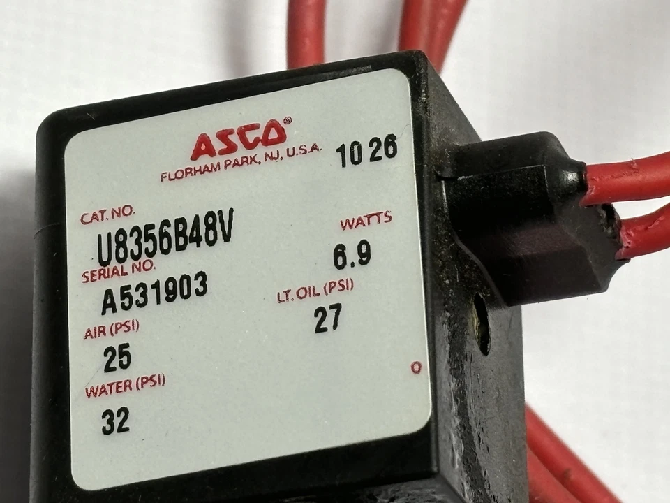 "Válvula universal de 3 vías de acero inoxidable Asco U8356B48V 1/8"", 24 VDC 0-32 PSI" Foto 2 de 4