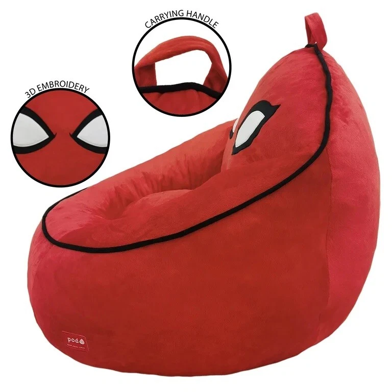 Silla bolsa de frijoles de espuma comprimida Marvel Spiderman para niños, roja Foto 4 de 4