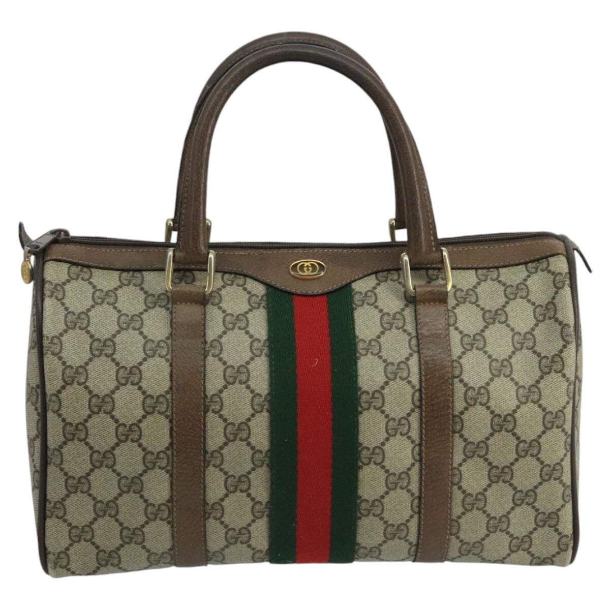 ★送料・関税込★unfold★Stripe boston bag★S size★ GUCCI GG Supreme Web Sherry Line Boston Bag PVC Beige Gold
