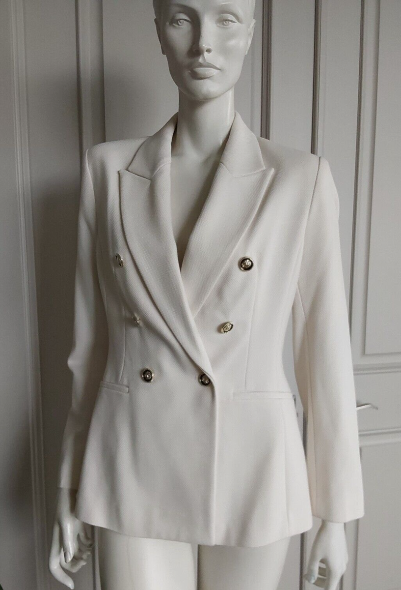 Zara off white textured double breasted Jacket blazer sz M NWT | eBay