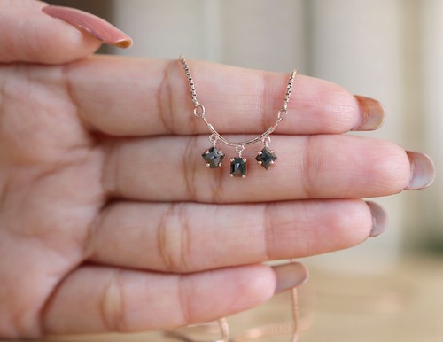 1.01 Ct Natural Mix Shape Black Color Diamond 14K Rose Gold Engagement Pendant - Picture 6 of 9
