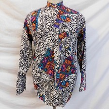 Vintage Wrangler Mens Medium Shirt Colorful Western Aztec Print 80s 90s