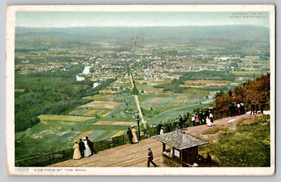 1911 Arial View From Mt Tom MA Mass Detroit Publishing Vintage Postcard 11686