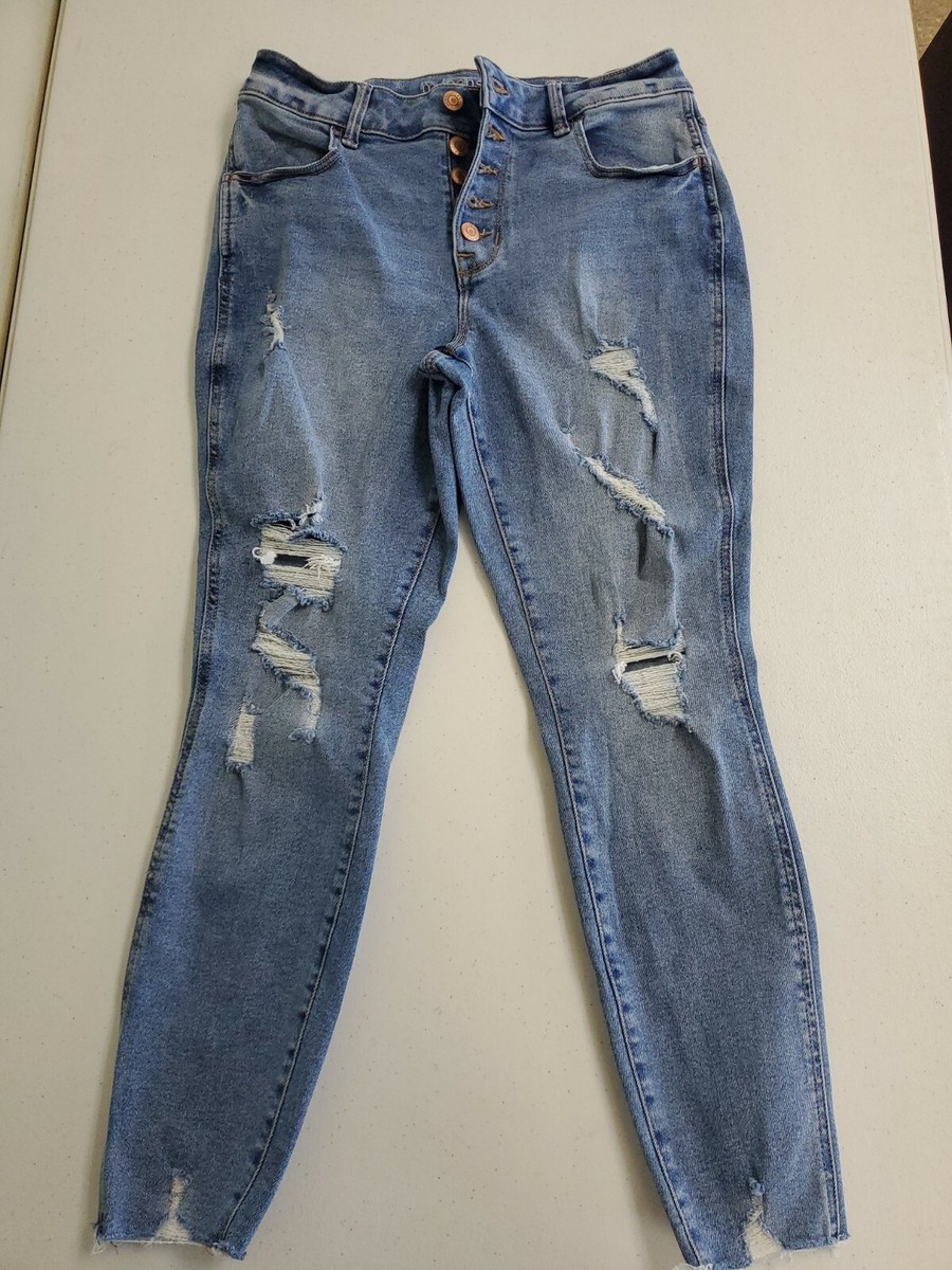 Maurices Womens Jeans MsShort High Rise Jegging Skinny Blue Raw