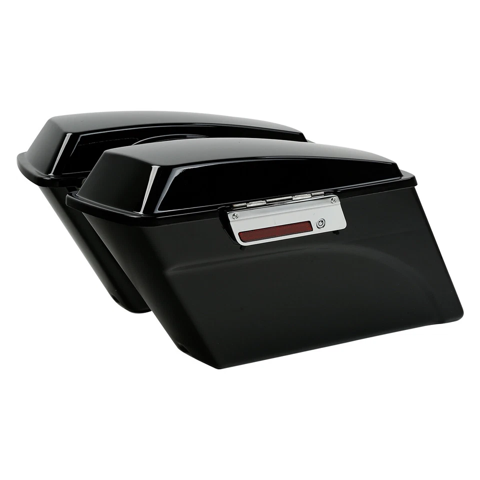 Vivid Black Hard Saddlebags &Lid Latch Key Fit For Harley Softail Dyna Sportster - Image 3 of 4