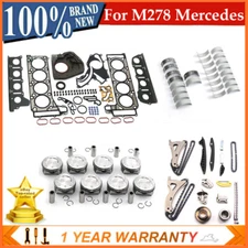 Engine Pistons Gaskets Overhaul Kit w/ Timing Chain Kit For M278 Mercedes-Benz