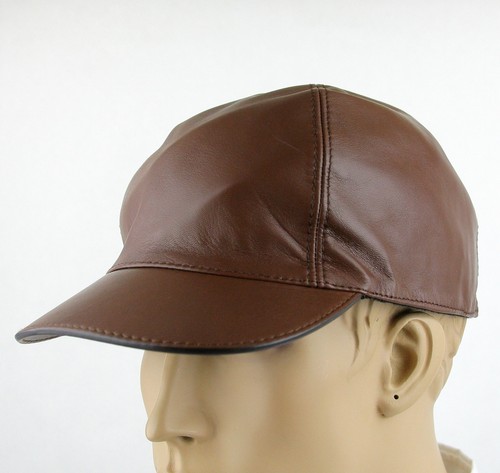 Gucci Brown Leather Baseball Cap Hat 