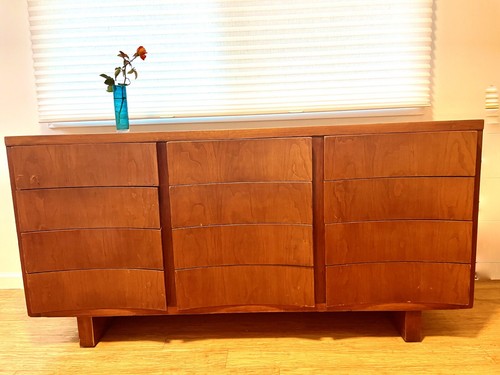 vintage mid-century, solid wood, walnut, bedroom furniture set, Martinsville - Picture 2 of 10